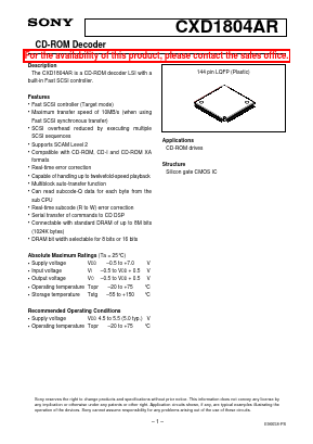 CXD1804 Datasheet PDF Sony Semiconductor