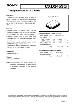 CXD2453Q Datasheet PDF Sony Semiconductor