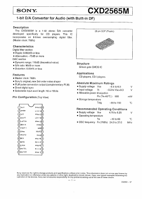 CXD2565M Datasheet PDF Sony Semiconductor