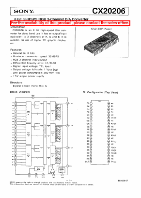 CX20206 Datasheet PDF Sony Semiconductor