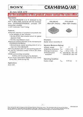CXA1481AQ Datasheet PDF Sony Semiconductor