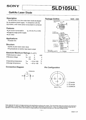 SLD105UL Datasheet PDF Sony Semiconductor