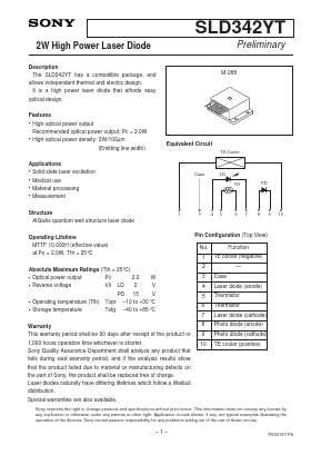 SLD342YT-3 Datasheet PDF Sony Semiconductor