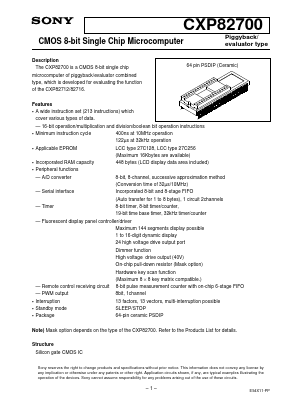 CXP82700 Datasheet PDF Sony Semiconductor