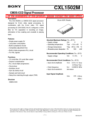 CXL1502M Datasheet PDF Sony Semiconductor