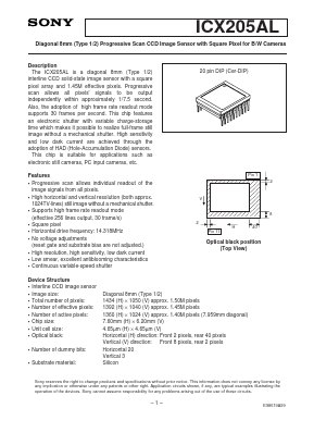 ICX205AL Datasheet PDF Sony Semiconductor