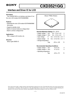 CXD3521GG Datasheet PDF Sony Semiconductor