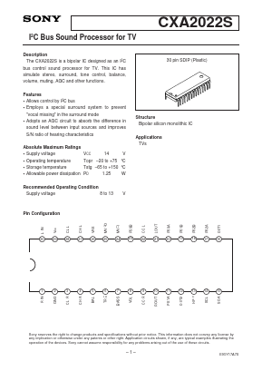 CXA2022 Datasheet PDF Sony Semiconductor