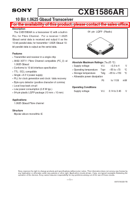 CXB1586AR Datasheet PDF Sony Semiconductor