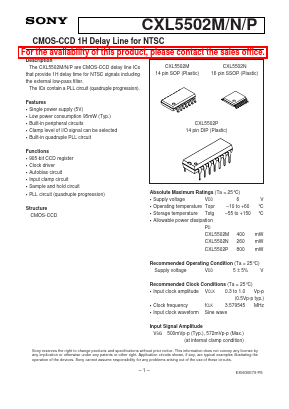 CXL5502P Datasheet PDF Sony Semiconductor