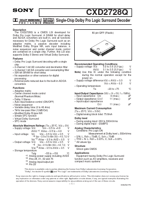 CXD2728Q Datasheet PDF Sony Semiconductor