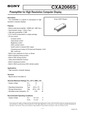 CXA2066 Datasheet PDF Sony Semiconductor