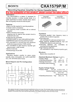 CXA1579P Datasheet PDF Sony Semiconductor