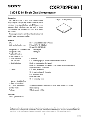 CXR702F080 Datasheet PDF Sony Semiconductor