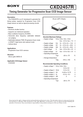 CXD2457R Datasheet PDF Sony Semiconductor