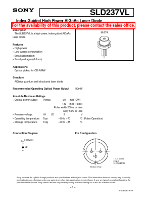 SLD237VL Datasheet PDF Sony Semiconductor