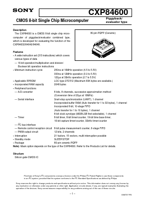 CXP84600 Datasheet PDF Sony Semiconductor