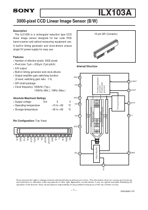 ILX103A Datasheet PDF Sony Semiconductor