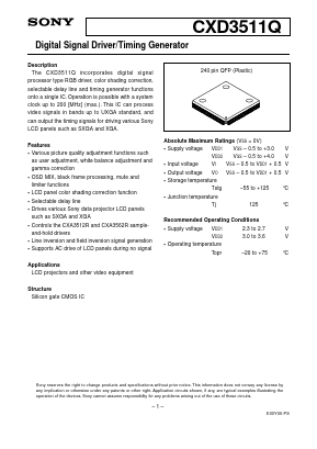 CXD3511Q Datasheet PDF Sony Semiconductor