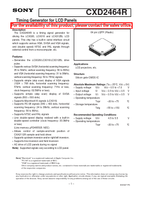 CXD2464R Datasheet PDF Sony Semiconductor