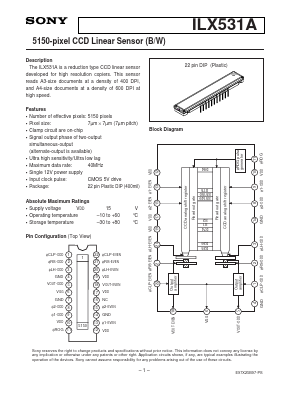 ILX531A Datasheet PDF Sony Semiconductor