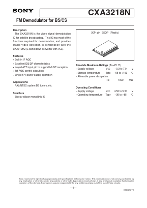 CXA3218N Datasheet PDF Sony Semiconductor