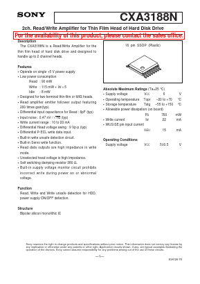 CXA3188N Datasheet PDF Sony Semiconductor