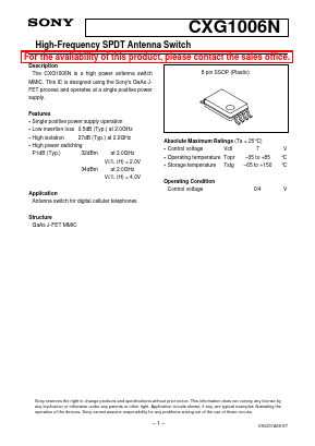 CXG1006N Datasheet PDF Sony Semiconductor