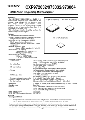 CXP973064 Datasheet PDF Sony Semiconductor