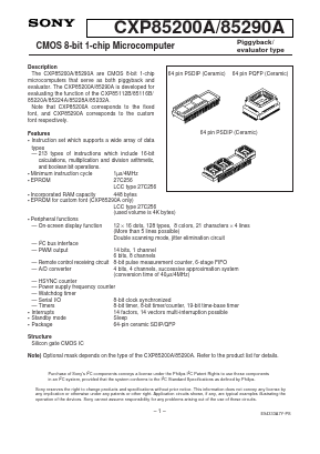 CXP85200A Datasheet PDF Sony Semiconductor