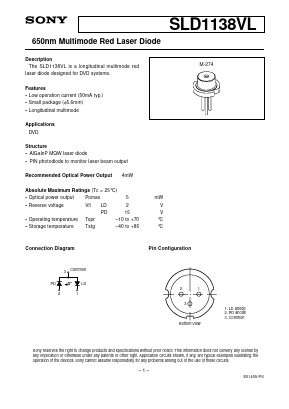 SLD1138VL Datasheet PDF Sony Semiconductor