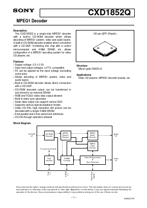 CXD1852Q Datasheet PDF Sony Semiconductor