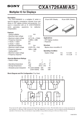 CXA1726AS Datasheet PDF Sony Semiconductor