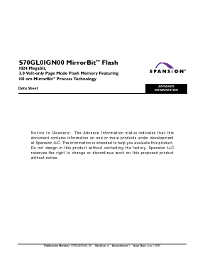 S70GL01GN00FAI023 Datasheet PDF Spansion Inc.