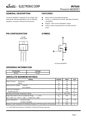 IRF640 Datasheet PDF Suntac Electronic