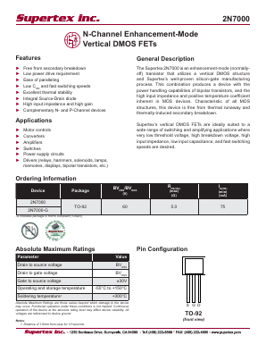 2N7000-G Datasheet PDF  Supertex Inc