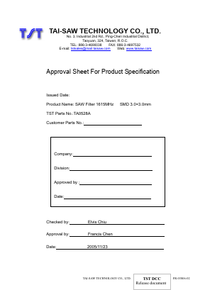 TA0528A Datasheet PDF TAI-SAW TECHNOLOGY CO., LTD.