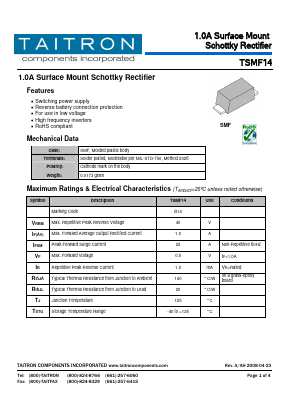 TSMF14 Datasheet PDF TAITRON Components Incorporated