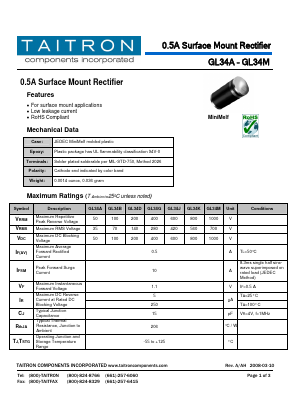 GL34J Datasheet PDF TAITRON Components Incorporated