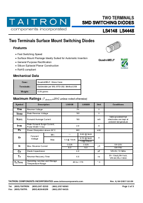 LS4448 Datasheet PDF TAITRON Components Incorporated