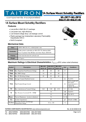 MLL5818 Datasheet PDF TAITRON Components Incorporated