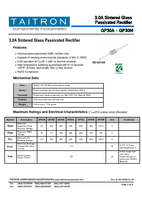 GP30B Datasheet PDF TAITRON Components Incorporated