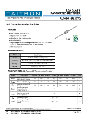 RL101G Datasheet PDF TAITRON Components Incorporated