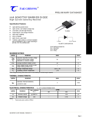 TCMBR2060 Datasheet PDF Tak Cheong Electronics (Holdings) Co.,Ltd