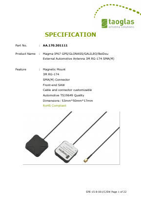 AA.170.301111 Datasheet PDF Taoglas antenna solutions