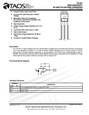 TSL267 Datasheet PDF TEXAS ADVANCED OPTOELECTRONIC SOLUTIONS