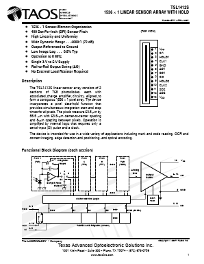 TSL1412S Datasheet PDF TEXAS ADVANCED OPTOELECTRONIC SOLUTIONS