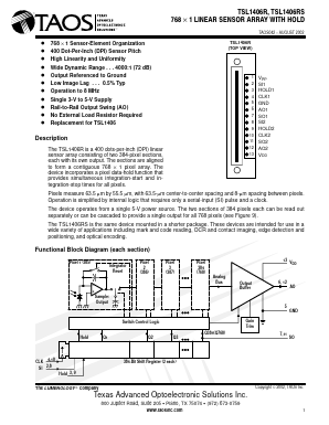 TSL1406RS Datasheet PDF TEXAS ADVANCED OPTOELECTRONIC SOLUTIONS