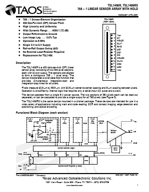 TSL1406RS Datasheet PDF TEXAS ADVANCED OPTOELECTRONIC SOLUTIONS