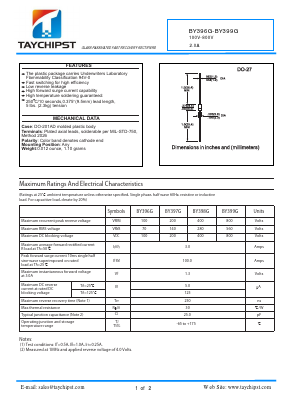 BY399G Datasheet PDF Shenzhen Taychipst Electronic Co., Ltd